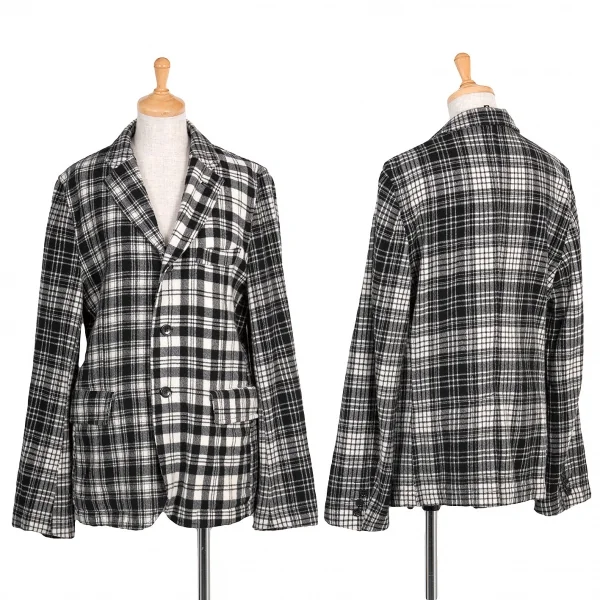 ブラック コムデギャルソンBLACK COMME des GARCONS ウールナイロンチェック3Bノッチドラペルジャケット