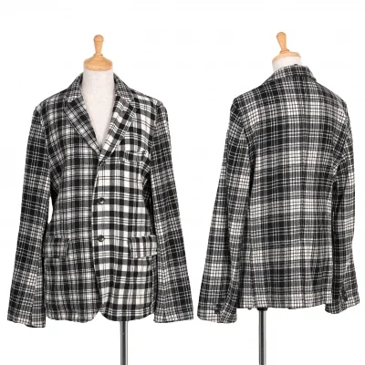 ブラック コムデギャルソンBLACK COMME des GARCONS ウールナイロンチェック3Bノッチドラペルジャケット