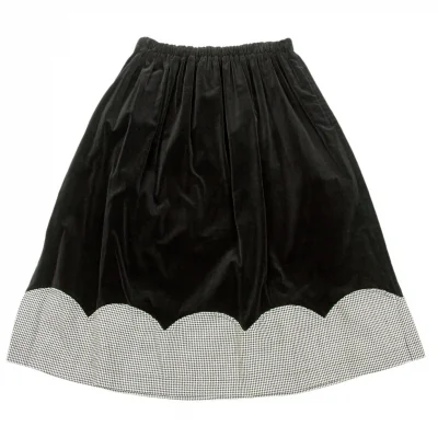 ローブドシャンブル コムデギャルソンrobe de chambre COMME des GARCONS 千鳥格子切替ベロアスカート