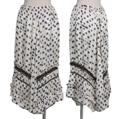 【最終値下げ】コムコム コムデギャルソンCOMME des GARCONS シルクドットプリント切替デザインスカート オフ紺黒