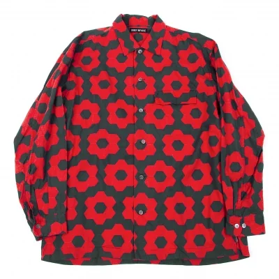 イッセイミヤケ メンISSEY MIYAKE MEN コットン幾何学柄プリントシャツ