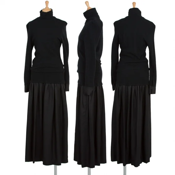 ヨウジヤマモト ノアールYohji Yamamoto NOIR シルク切替ハイネックニットワンピース