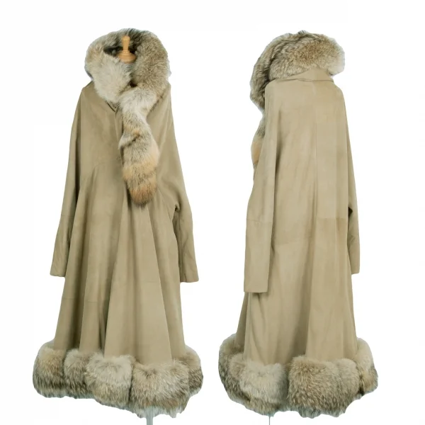 【SALE】ヨウジヤマモト ファムYohji Yamamoto FEMME シープスキンドルマンスリーブコヨーテファードレスコート