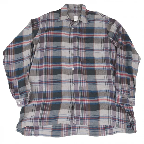 【SALE】ヨウジヤマモト プールオムYohji Yamamoto POUR HOMME レーヨンチェックシャツ