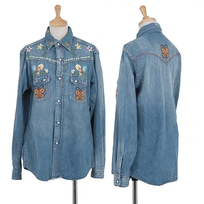ヒステリックグラマーHYSTERIC GLAMOUR メルヘン刺繍ダメージデニムシャツ