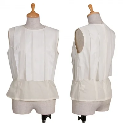 スナオクワハラsunaokuwahara I.S. コットン芯貼り付けデザインノースリーブトップス 生成り