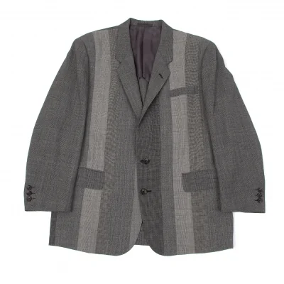 【SALE】コムデギャルソン オムCOMME des GARCONS HOMME グレンチェック切替ウールジャケット グレー