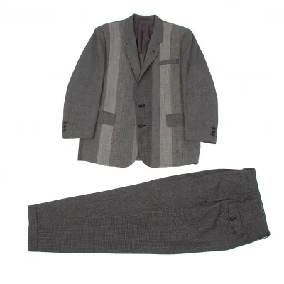 【SALE】コムデギャルソン オムCOMME des GARCONS HOMME グレンチェックウールセットアップスーツ 黒グレー