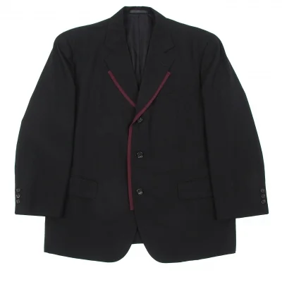 コムデギャルソン オムプリュスCOMME des GARCONS HOMME PLUS パイピングウールジャケット 黒ボルドー