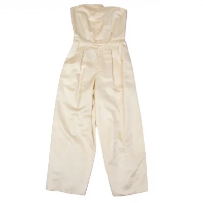 コムデギャルソンノアールCOMME des GARCONS NOIR シルクハイウエストパンツ パールベージュ