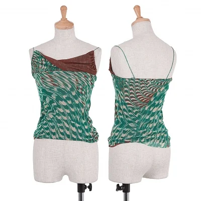【SALE】ジャンポールゴルチエ ファムJean Paul GAULTIER FEMME マーブル柄レイヤードパワーネットキャミソール グリーン茶