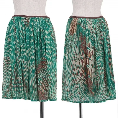ジャンポールゴルチエファムJean Paul GAULTIER FEMME マーブル柄パワーネットスカート グリーン茶