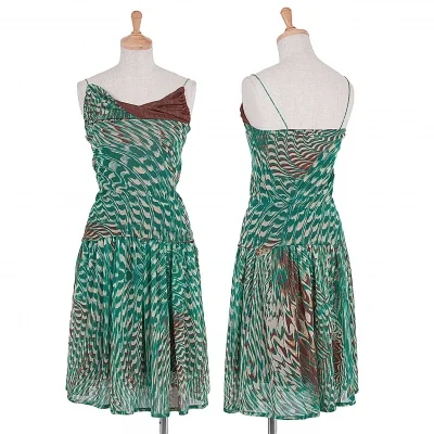 ジャンポールゴルチエファムJean Paul GAULTIER FEMME マーブル柄レイヤードパワーネットセットアップ グリーン茶