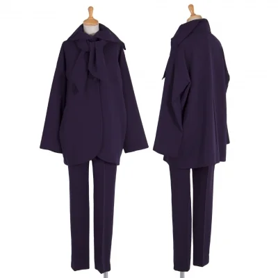 ロメオジリROMEO GIGLI ナイロンポリサイドスリットテーパードパンツセットアップ 紫