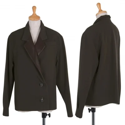 【SALE】ルイヴィトンLouis Vuitton 見返しラムレザーブロックピン付きジャケット チョコレート