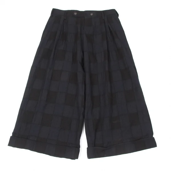 ワイズレッドレーベルY’s red label ウールブロックチェックワイドパンツ