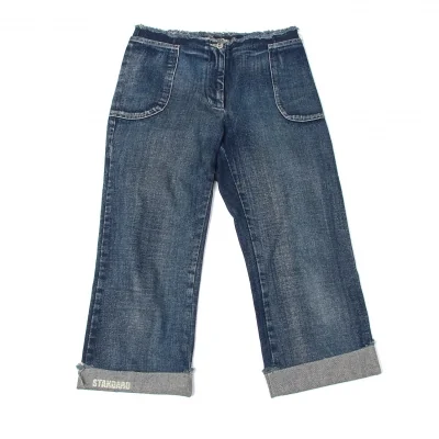 エムエム6 メゾン マルタンマルジェラMM6 Maison Martin Margiela ウエスト断切クロップドデニムパンツ