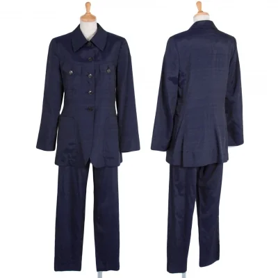 【SALE】ジャンポールゴルチエ クラシックJean Paul GAULTIER CLASSIQUE ポリレーヨン光沢セットアップスーツ 紺