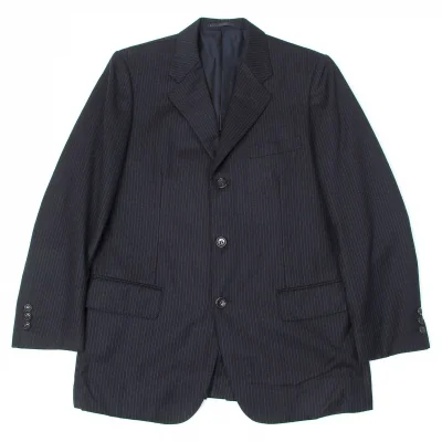 コムデギャルソン オムCOMME des GARCONS HOMME 縫い目出しストライプウールジャケット 紺グレー他