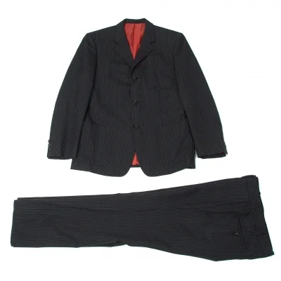 コムデギャルソン オムCOMME des GARCONS HOMME ストライプパッチポケットウールジャケットセットアップスーツ 紺ワイン他