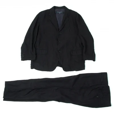 コムデギャルソン オムCOMME des GARCONS HOMME 製品染めリネンパッカリングセットアップスーツ 紺