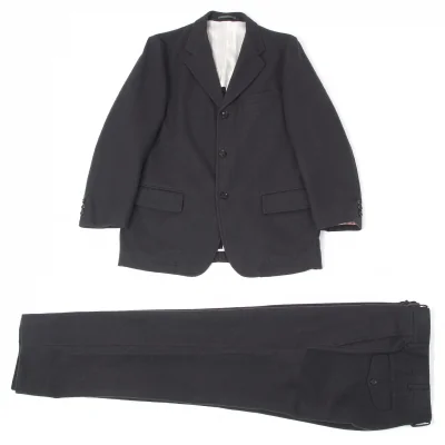 【SALE】コムデギャルソン オムCOMME des GARCONS HOMME ウールフラノ裏ストライプジャケットセットアップスーツ グレー チャコール