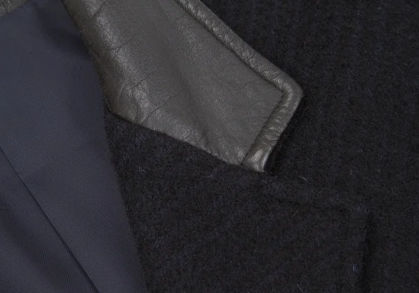 コムデギャルソンオムCOMME des GARCONS HOMME 襟レザー切替ウール
