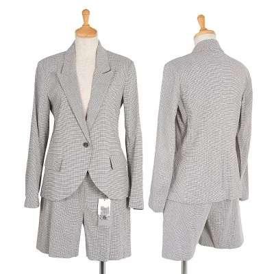 新品!セオリー リュクスtheory luxe 混紡レーヨンチェックセットアップスーツ グレー濃淡オフ