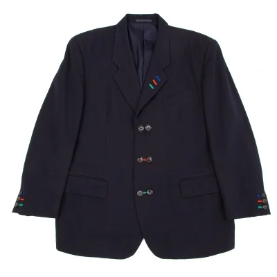 コムデギャルソンオムプリュスCOMME des GARCONS HOMME PLUS マルチカラーボタンホールウールギャバジャケット 紺マルチ