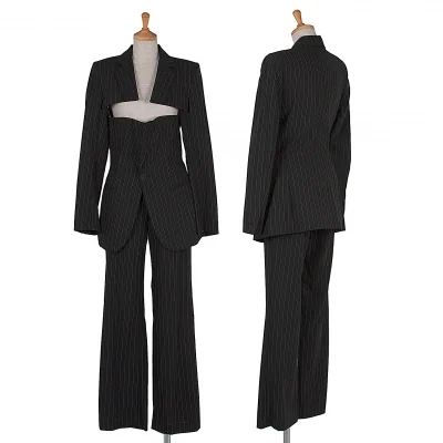 ジャンポールゴルチエファムJean Paul GAULTIER FEMME ストライプセットアップスーツ 黒
