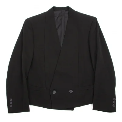 イッセイミヤケ メンISSEY MIYAKE MEN ウールギャバデザインカラーダブルブレストジャケット 黒