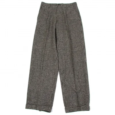 イッセイミヤケ メンISSEY MIYAKE MEN ウールナイロンギンガムチェックパンツ ベージュ黒