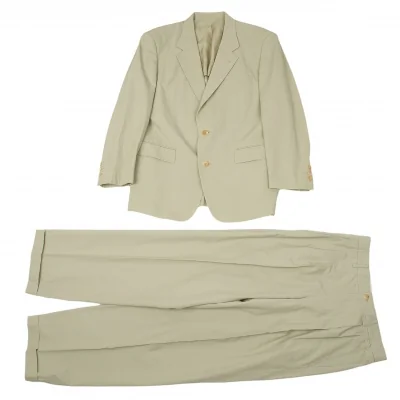 イッセイミヤケ メンISSEY MIYAKE MEN コットンヘリンボーンセットアップスーツ ベージュ