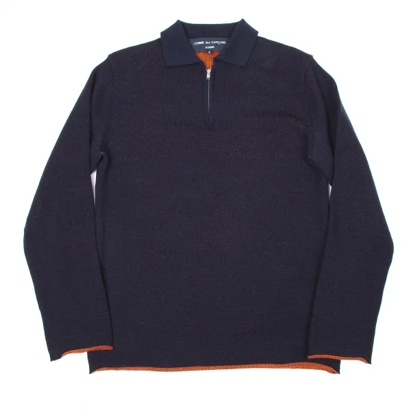【SALE】コムデギャルソン オムCOMME des GARCONS HOMME ウールアクリルジップアップニットポロセーター