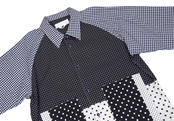 GANRYU Dot Print SwitchingLong Sleeves Shirt K-42342_002