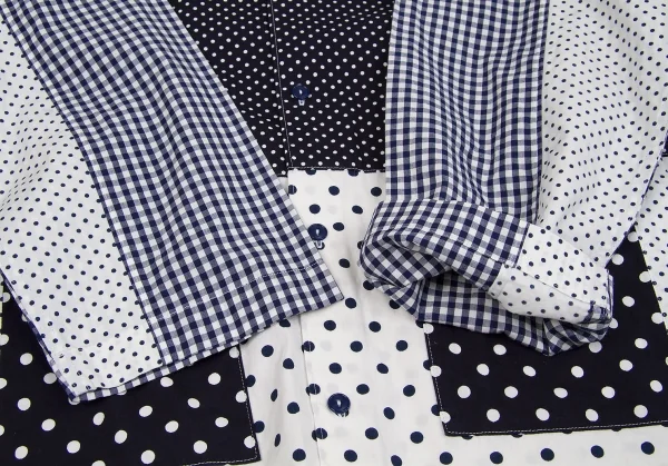 GANRYU Dot Print SwitchingLong Sleeves Shirt K-42342_006