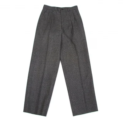 イッセイミヤケ メンISSEY MIYAKE MEN ウールグレンチェックツータックパンツ グレー