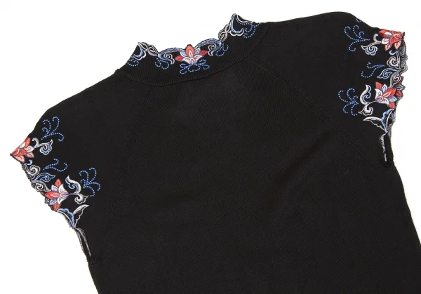 ヴィヴィアンタムVIVIENNE TAM フレンチスリーブ刺繍ニット 黒