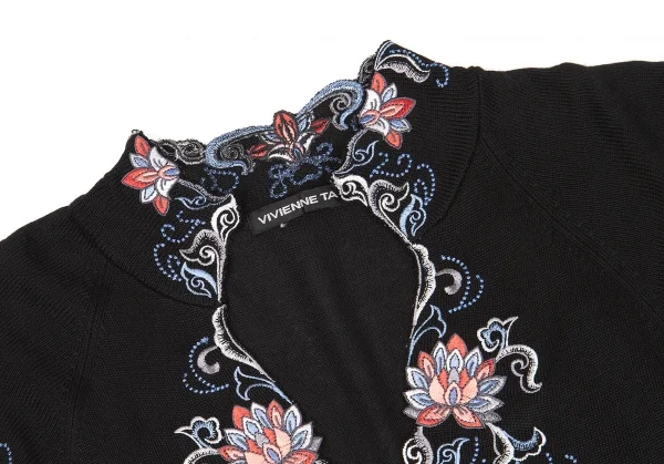 ヴィヴィアンタムVIVIENNE TAM フレンチスリーブ刺繍ニット 黒