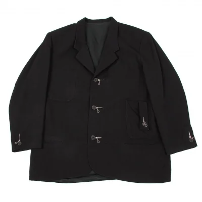 ヨウジヤマモトプールオムYohji Yamamoto POUR HOMME ウールギャバファスナーホールジャケット 黒