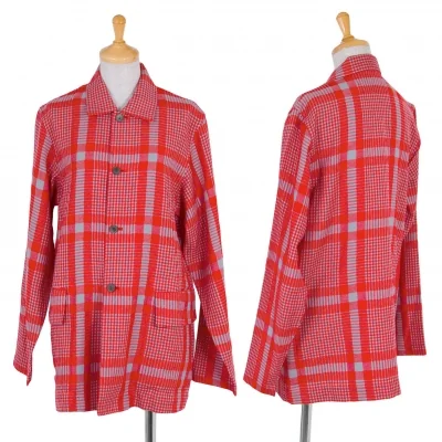 【最終値下げ】トリコ コムデギャルソンtricot COMME des GARCONS ウールオーバーチェックシャツ 赤グレー