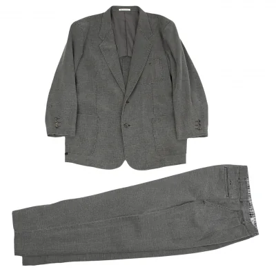 パパスPapas デニムテーラードセットアップスーツ グレー