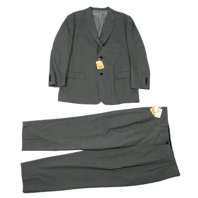 新品!パパスPapas ウールステッチデザイン2Bセットアップスーツ グレー