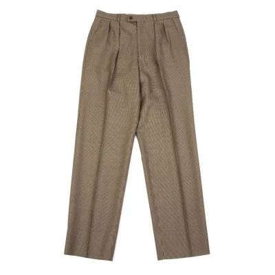 ポールスミスPaul Smith ガンクラブチェックツータックテーパードパンツ 濃淡茶