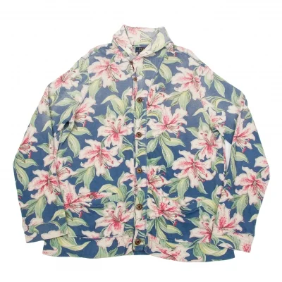 ポロラルフローレンPOLO RALPH LAUREN ハイビスカス柄綿麻カットジャケット