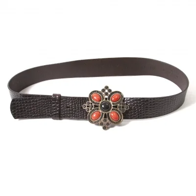 【SALE】ダナキャランDKNY ビジューバックルパイソン型押しレザーベルト