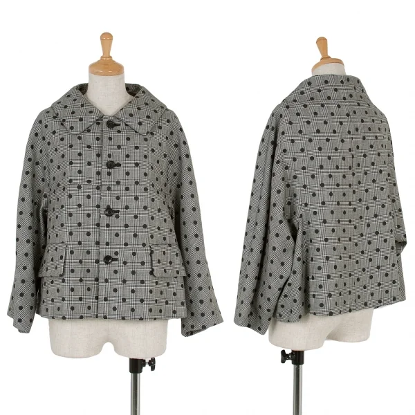 コムコム コムデギャルソンCOMME des GARCONS ウールドットプリントグレンチェックジャケット