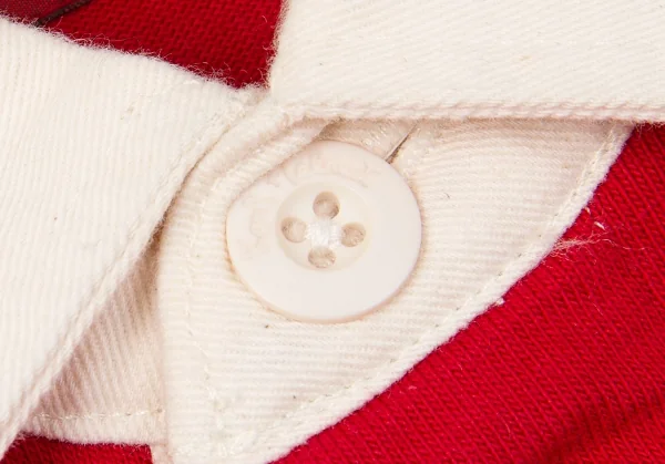 カールヘルムKarl Helmut ラグビーベア刺繍コットン長袖ポロシャツ 赤