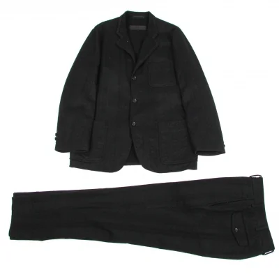 【SALE】コムデギャルソン オムCOMME des GARCONS HOMME 起毛メッシュセットアップスーツ 黒