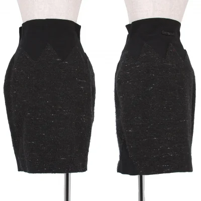 【最終値下げ】ジャンポールゴルチエJean Paul GAULTIER ウール混ネップタイトスカート 黒他